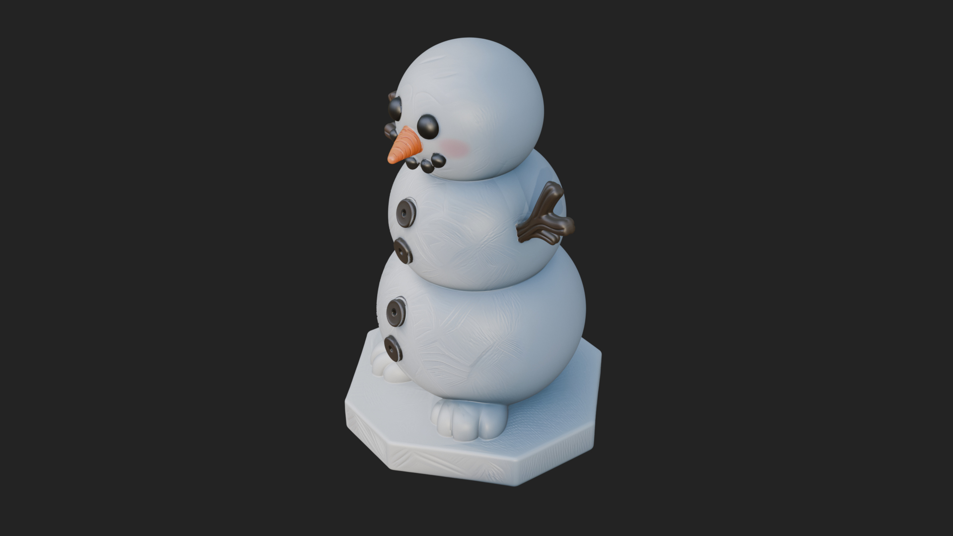 Carrot Nose Snowman Statue Design 2 3D Print Model 3D Model