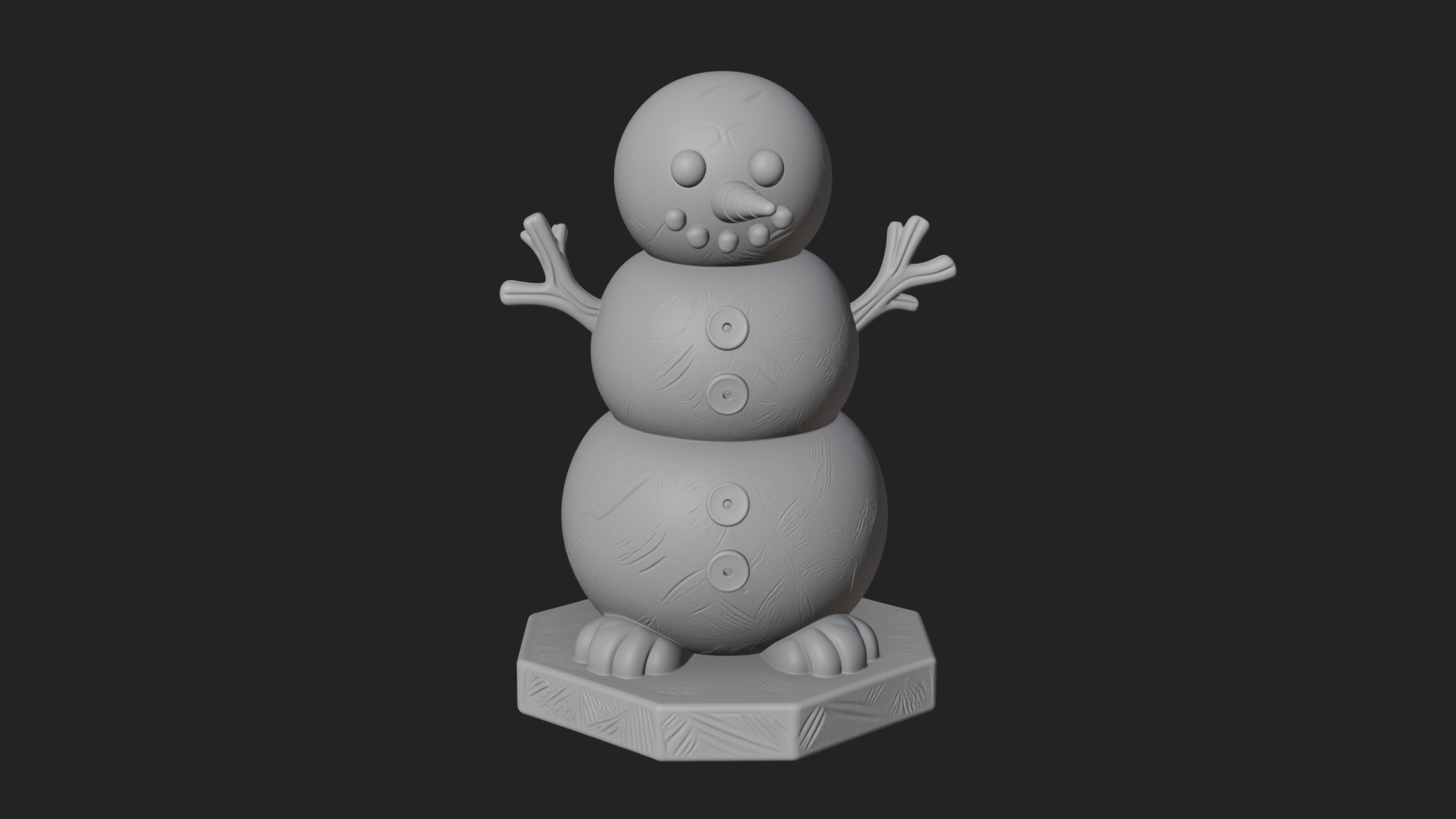 Carrot Nose Snowman Statue Design 2 3D Print Model 3D Model