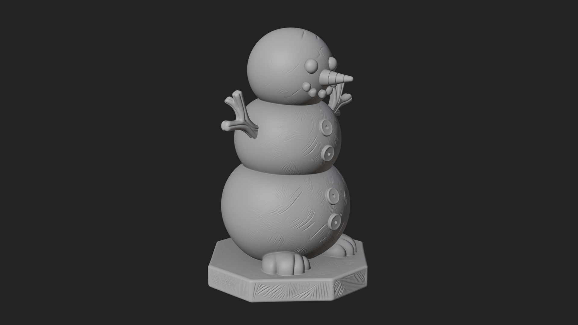 Carrot Nose Snowman Statue Design 2 3D Print Model 3D Model
