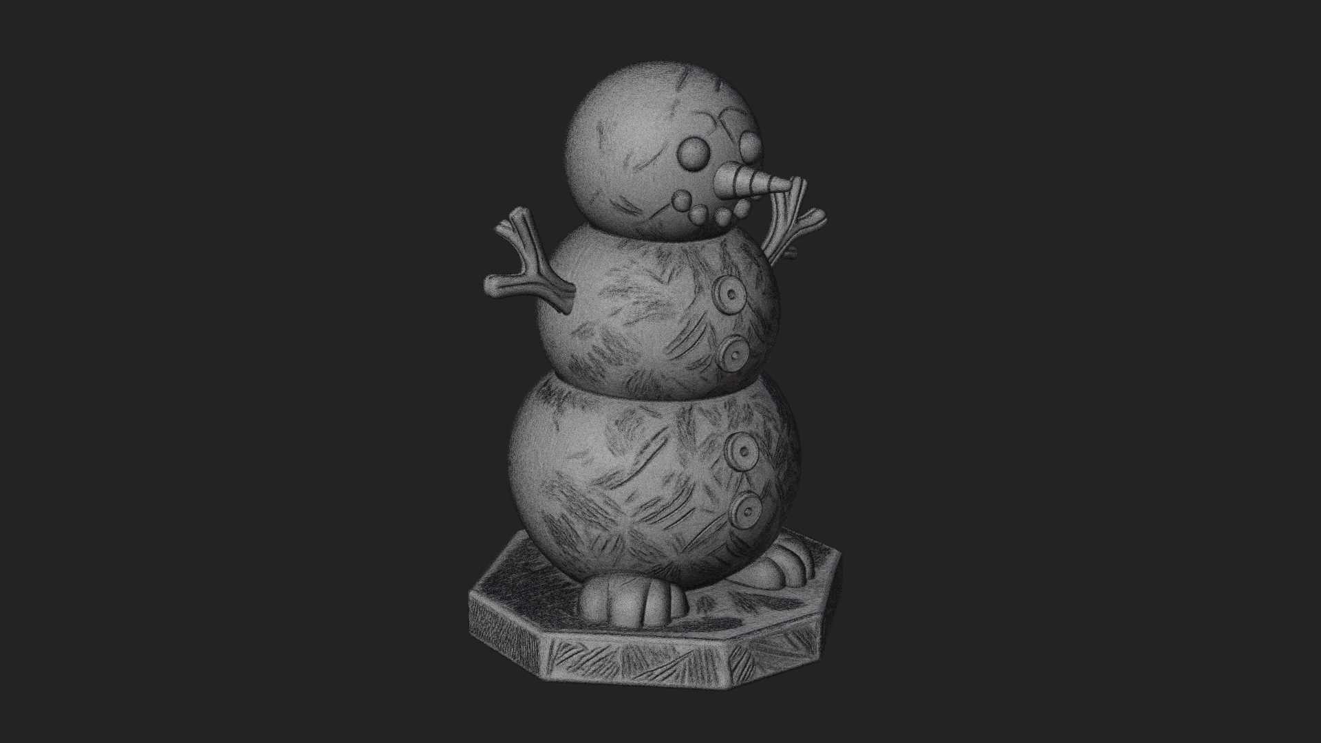 Carrot Nose Snowman Statue Design 2 3D Print Model 3D Model