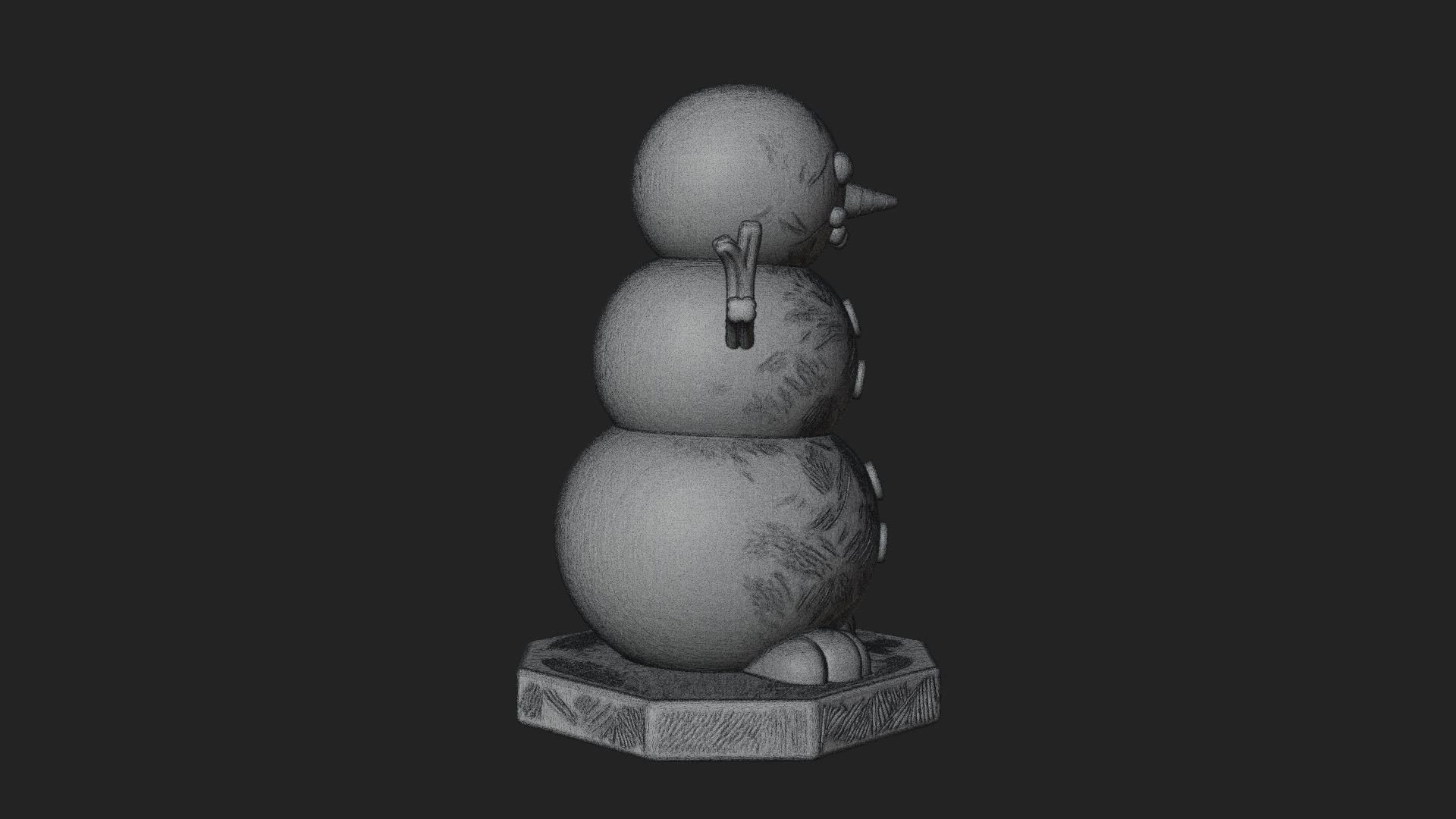 Carrot Nose Snowman Statue Design 2 3D Print Model 3D Model