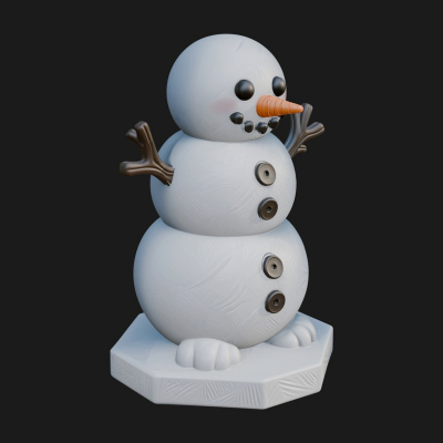 Carrot Nose Snowman Statue Design 2 3D Print Model
