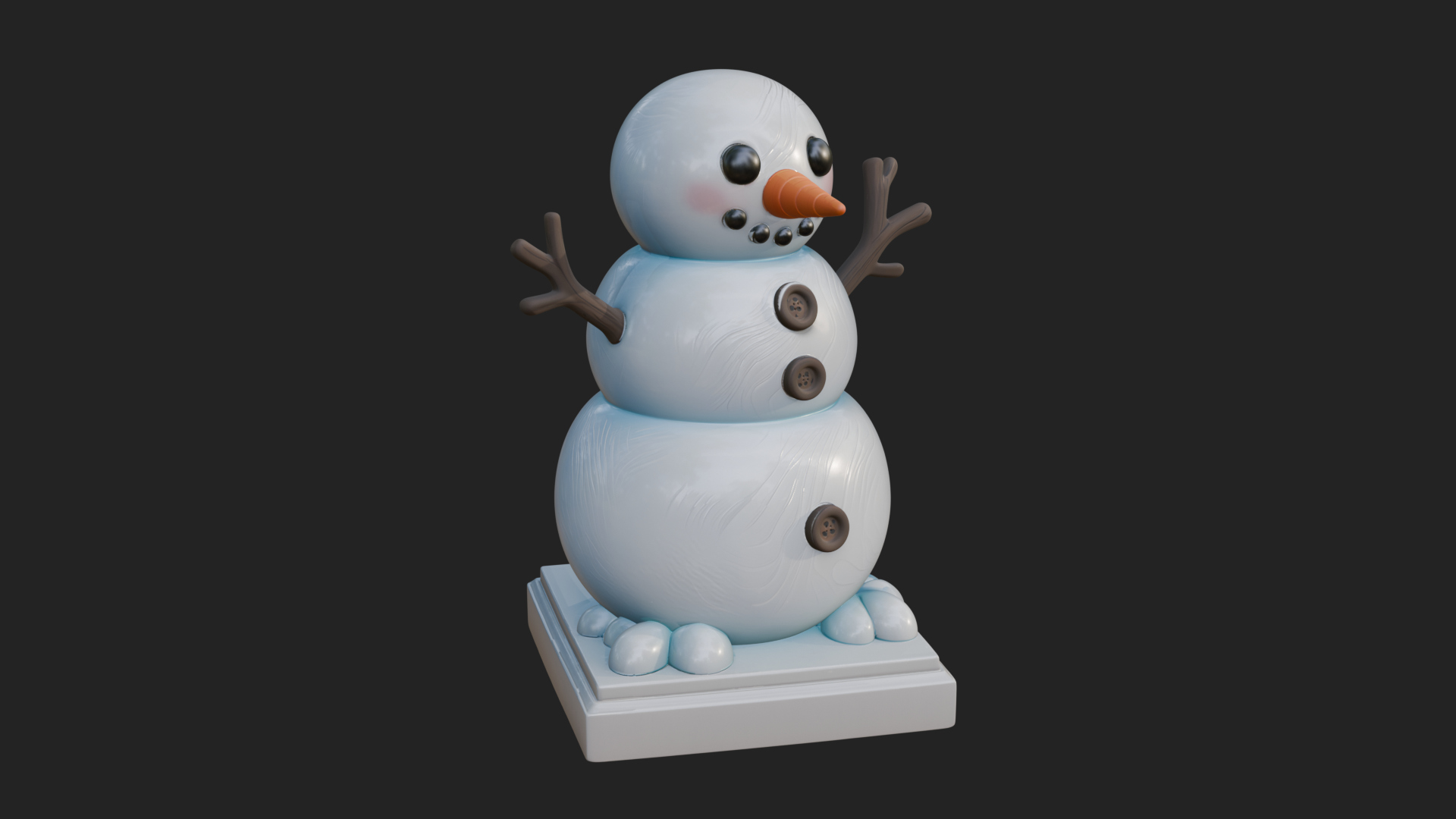 Carrot Nose Snowman Statue Design 3 3D Print Model 3D Model
