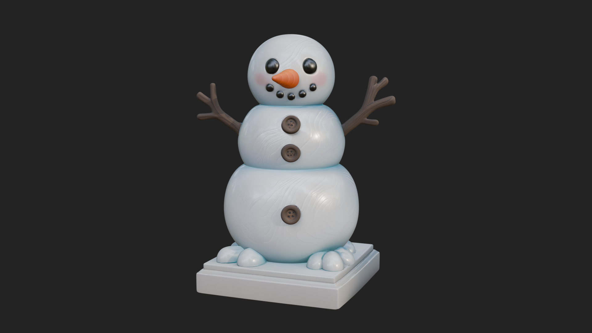 Carrot Nose Snowman Statue Design 3 3D Print Model 3D Model