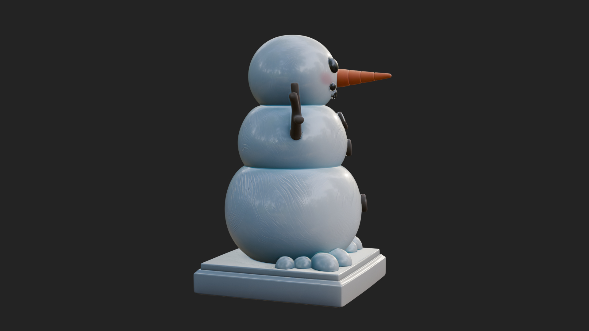 Carrot Nose Snowman Statue Design 3 3D Print Model 3D Model
