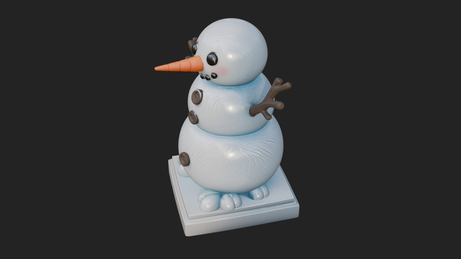 Carrot Nose Snowman Statue Design 3 3D Print Model 3D Model