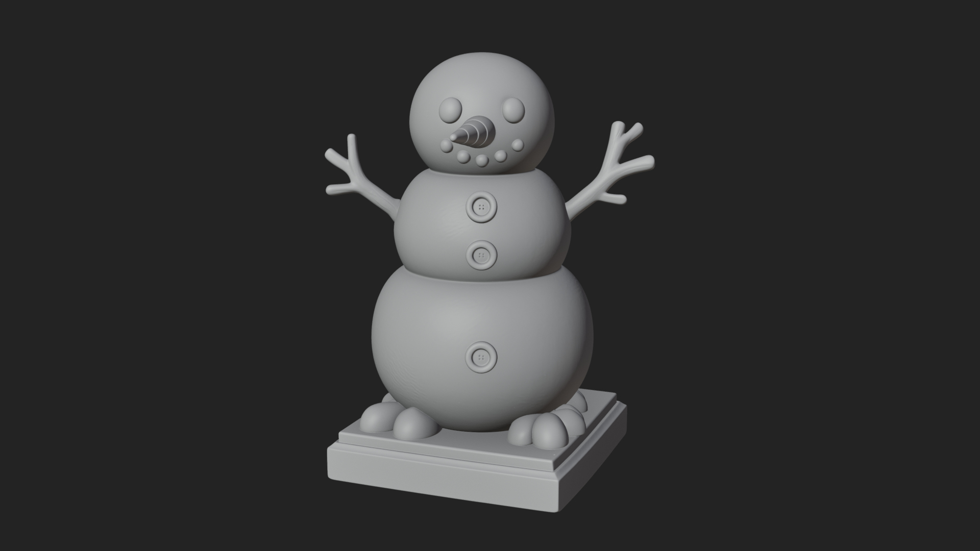 Carrot Nose Snowman Statue Design 3 3D Print Model 3D Model