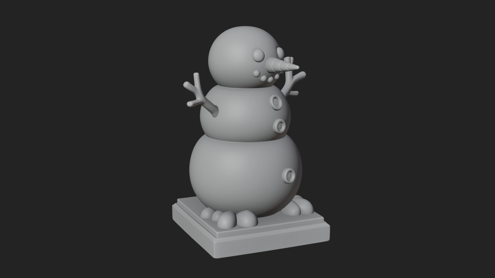 Carrot Nose Snowman Statue Design 3 3D Print Model 3D Model