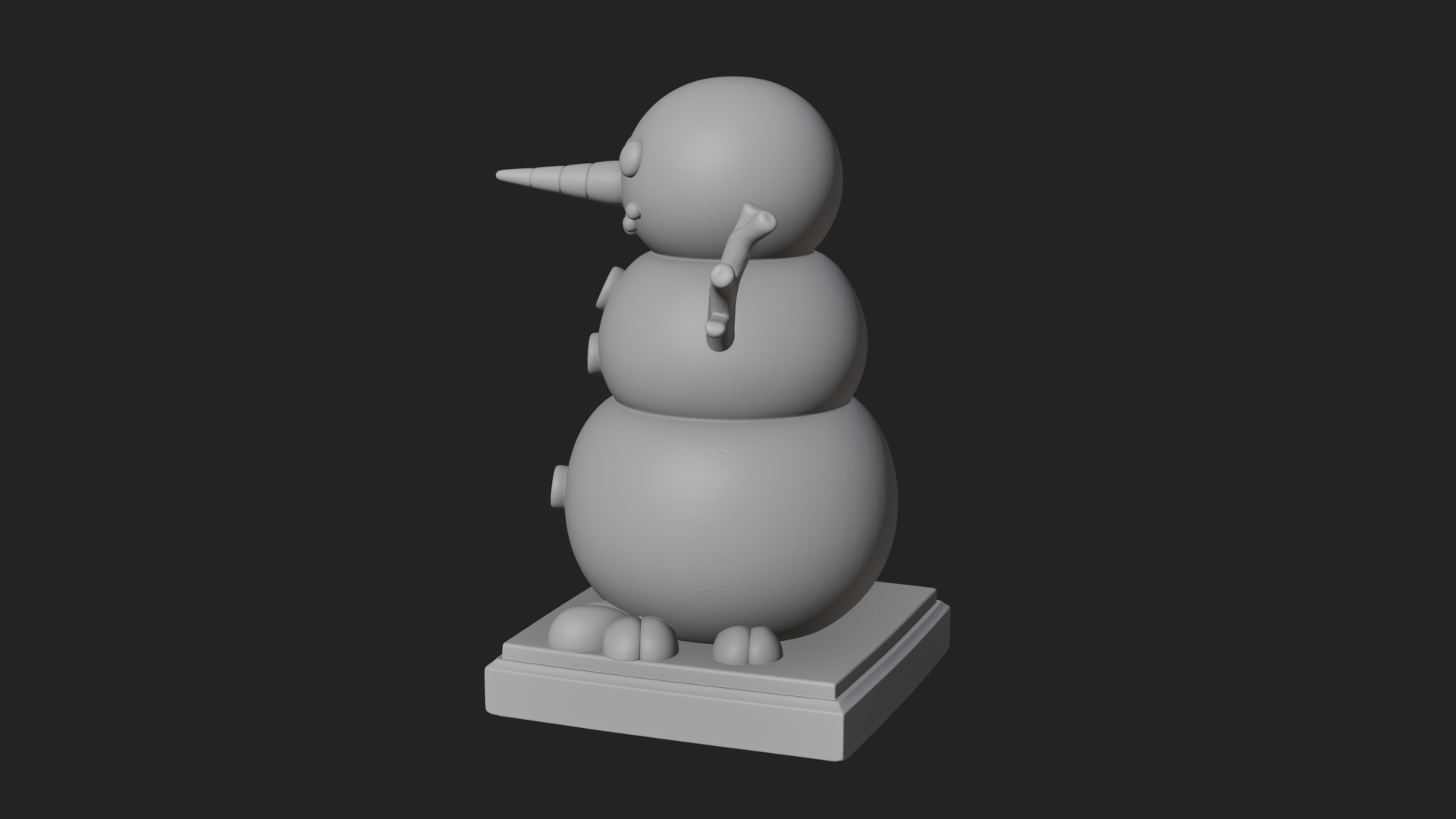 Carrot Nose Snowman Statue Design 3 3D Print Model 3D Model
