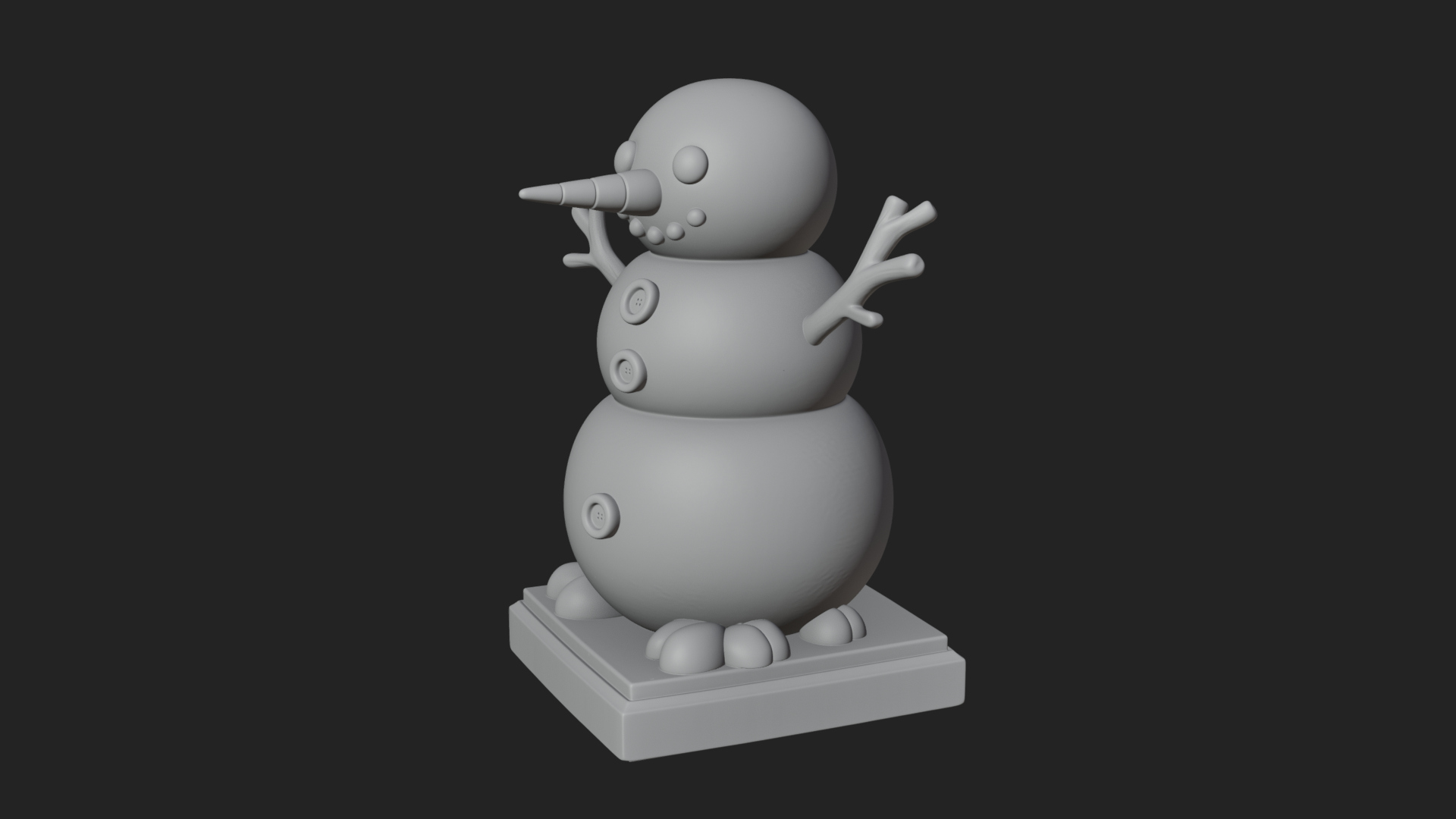 Carrot Nose Snowman Statue Design 3 3D Print Model 3D Model