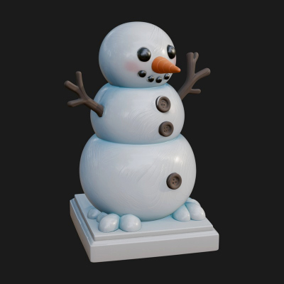 Carrot Nose Snowman Statue Design 3 3D Print Model