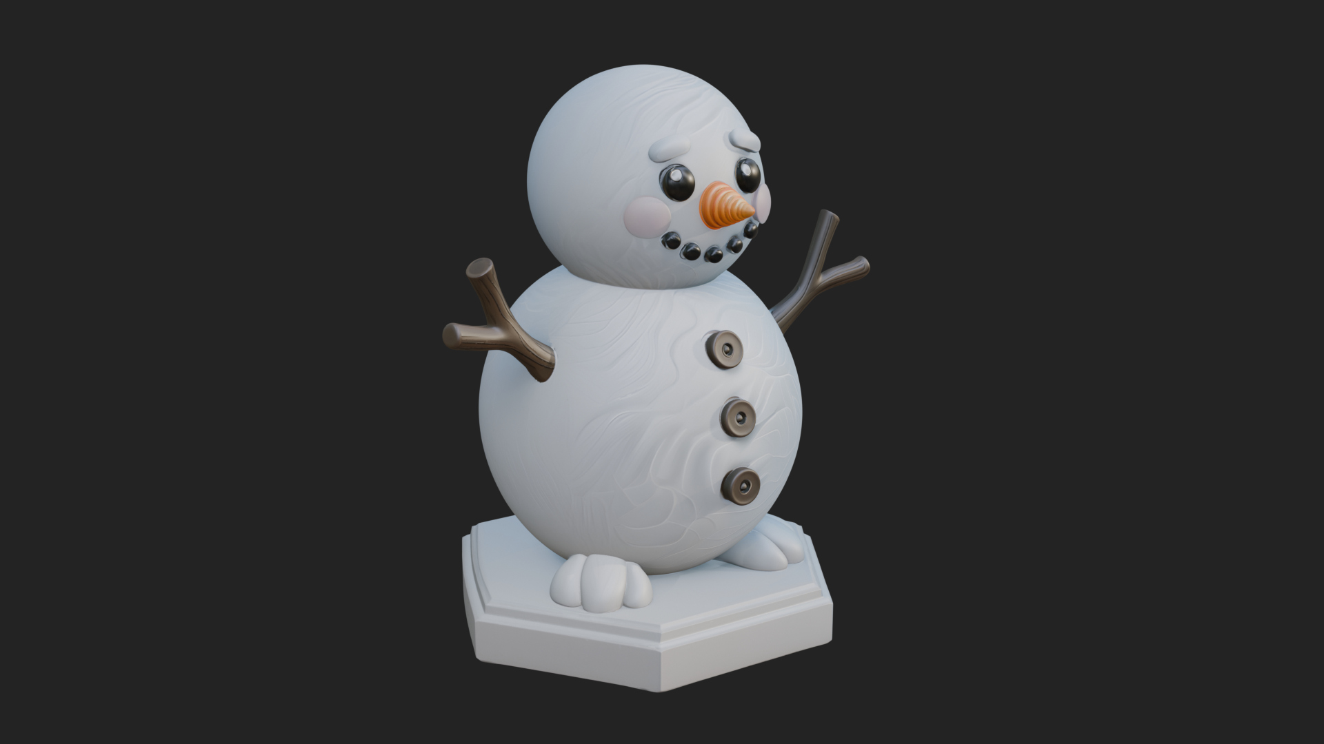 Carrot Nose Snowman Statue Design 4 3D Print Model 3D Model