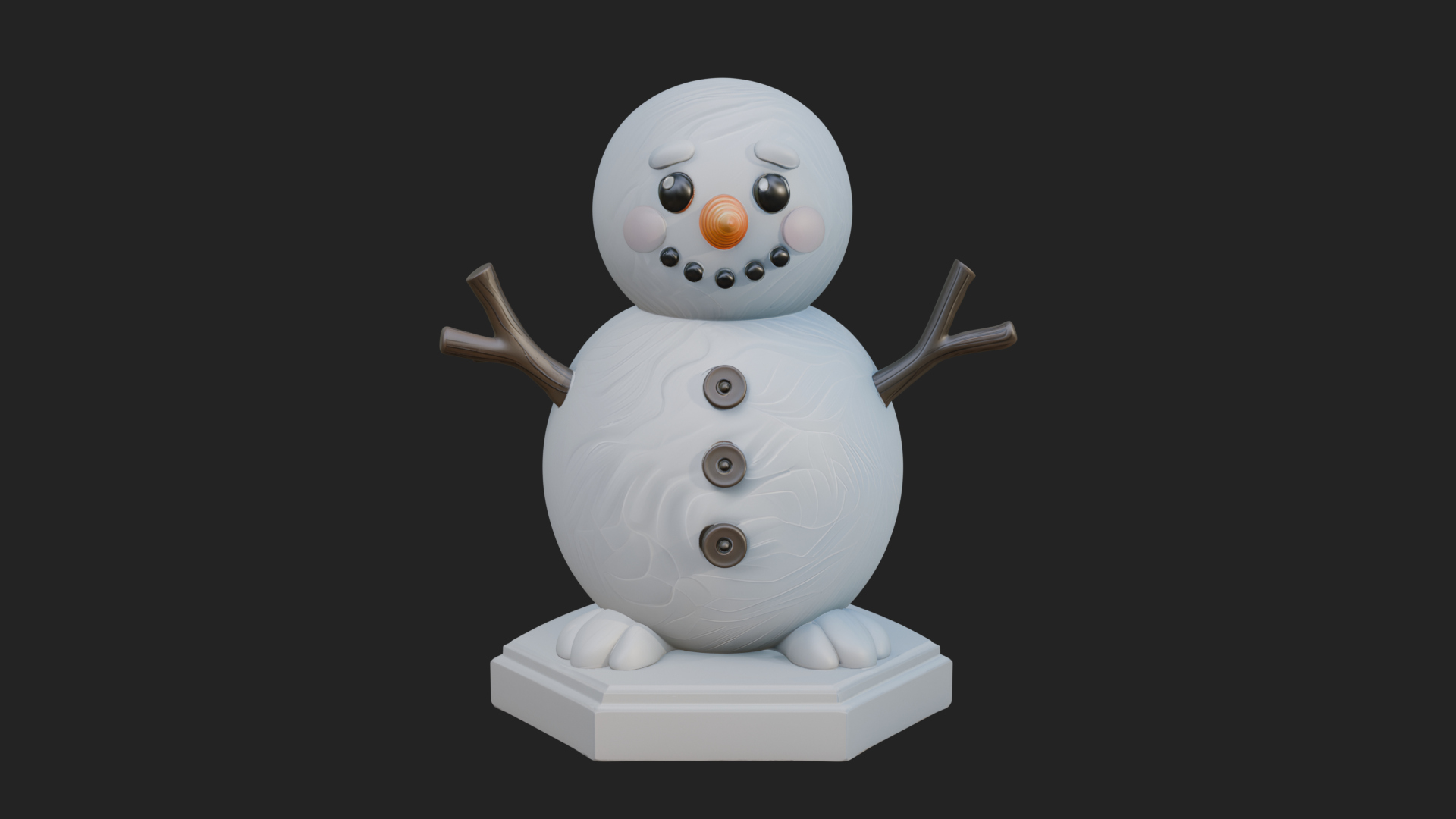 Carrot Nose Snowman Statue Design 4 3D Print Model 3D Model
