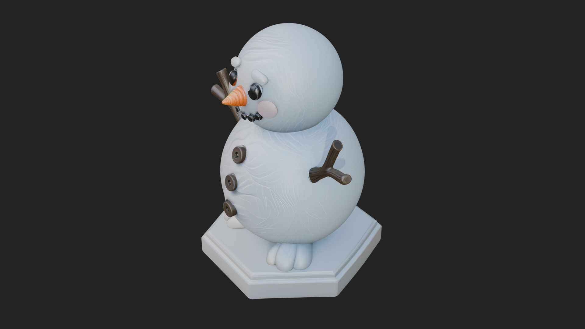 Carrot Nose Snowman Statue Design 4 3D Print Model 3D Model