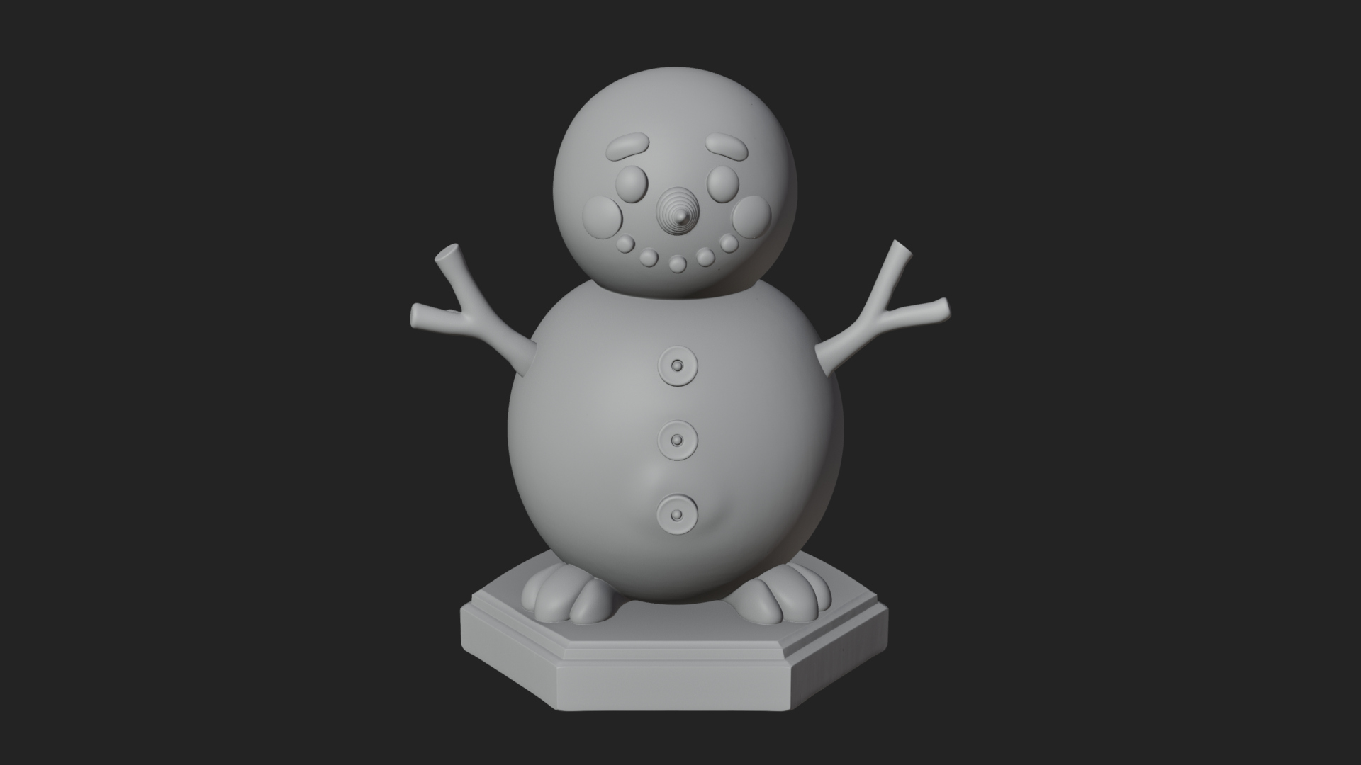 Carrot Nose Snowman Statue Design 4 3D Print Model 3D Model