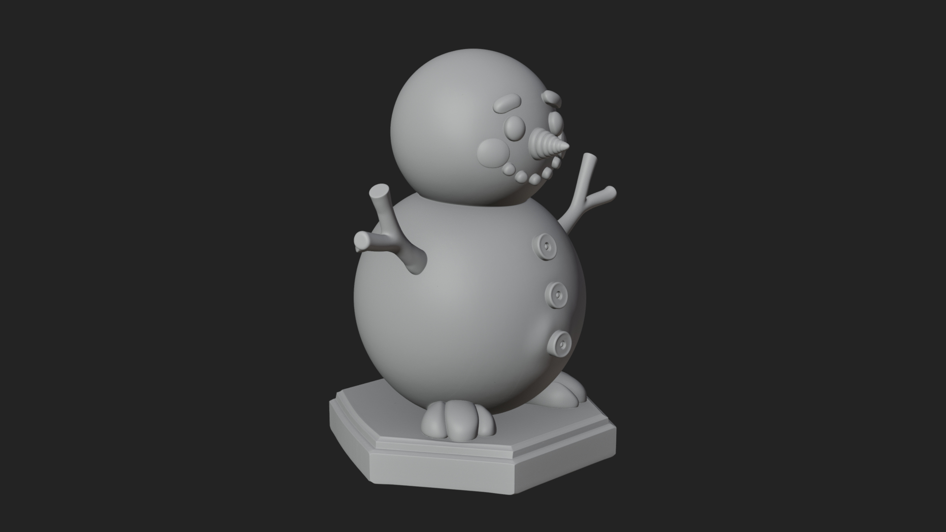 Carrot Nose Snowman Statue Design 4 3D Print Model 3D Model