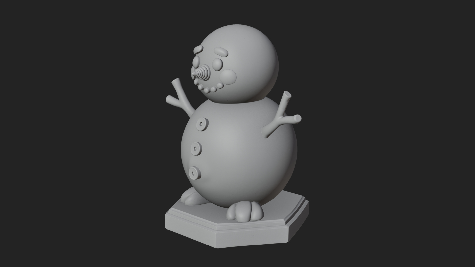 Carrot Nose Snowman Statue Design 4 3D Print Model 3D Model