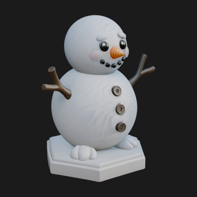 Carrot Nose Snowman Statue Design 4 3D Print Model