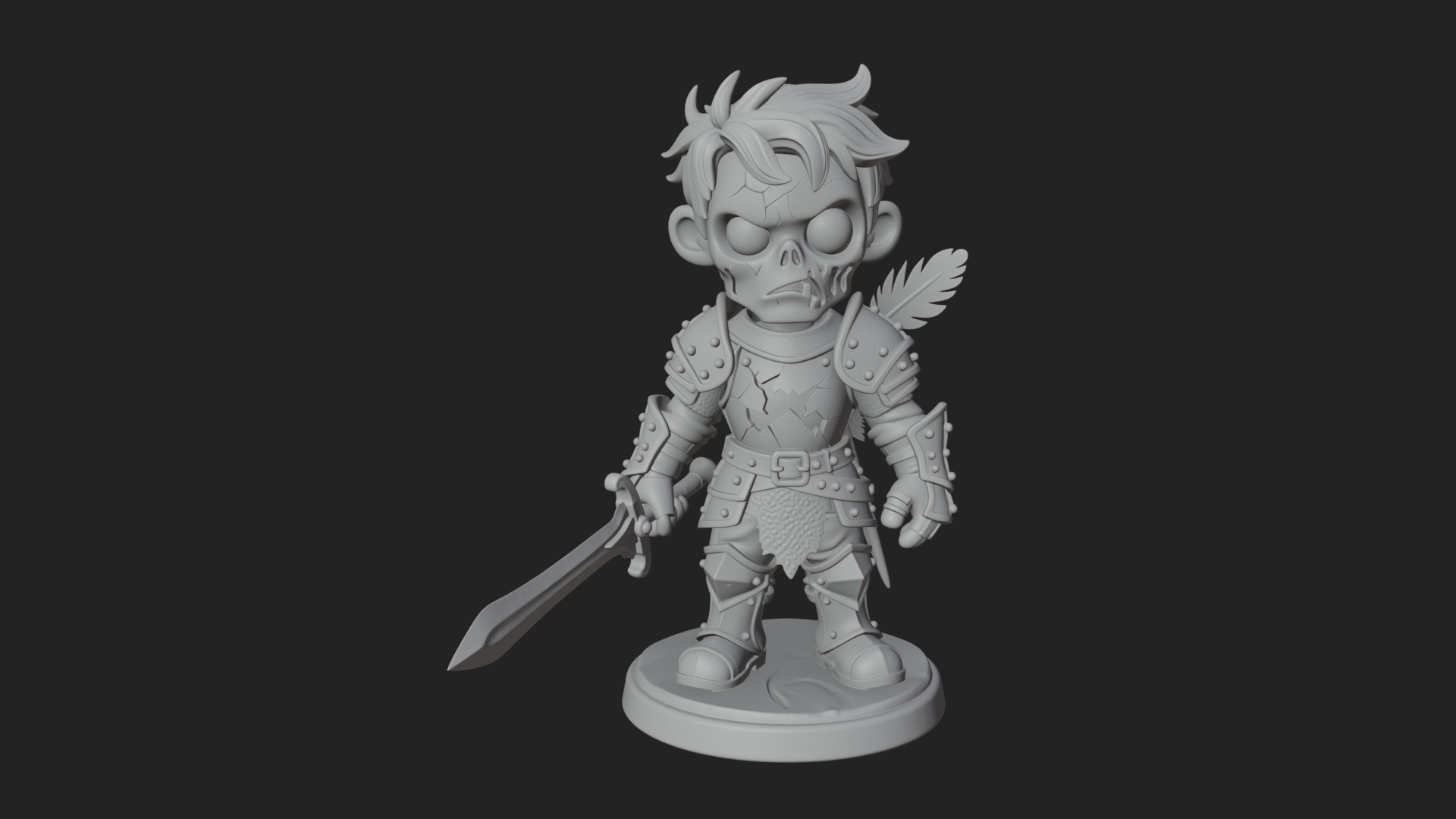 Cartoon Zombie Boy Statue Design 5 3D Print Model 3D Model