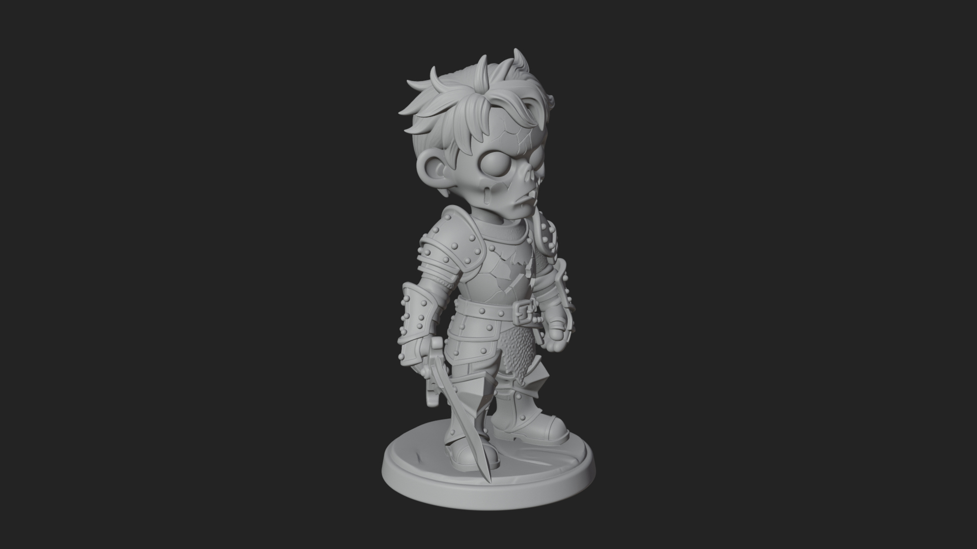 Cartoon Zombie Boy Statue Design 5 3D Print Model 3D Model