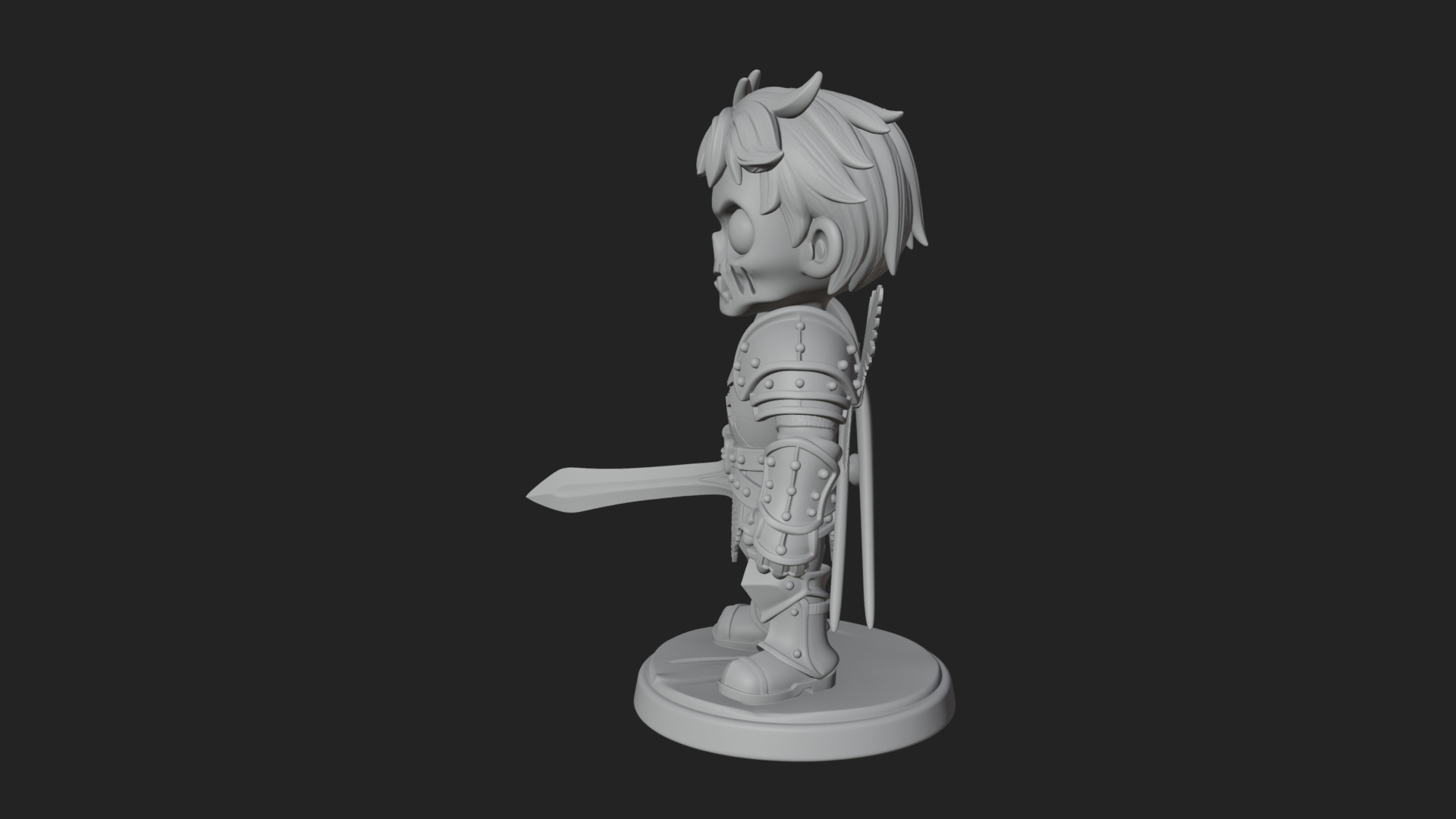 Cartoon Zombie Boy Statue Design 5 3D Print Model 3D Model
