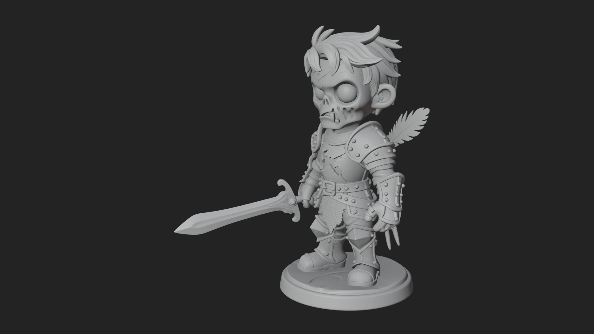 Cartoon Zombie Boy Statue Design 5 3D Print Model 3D Model