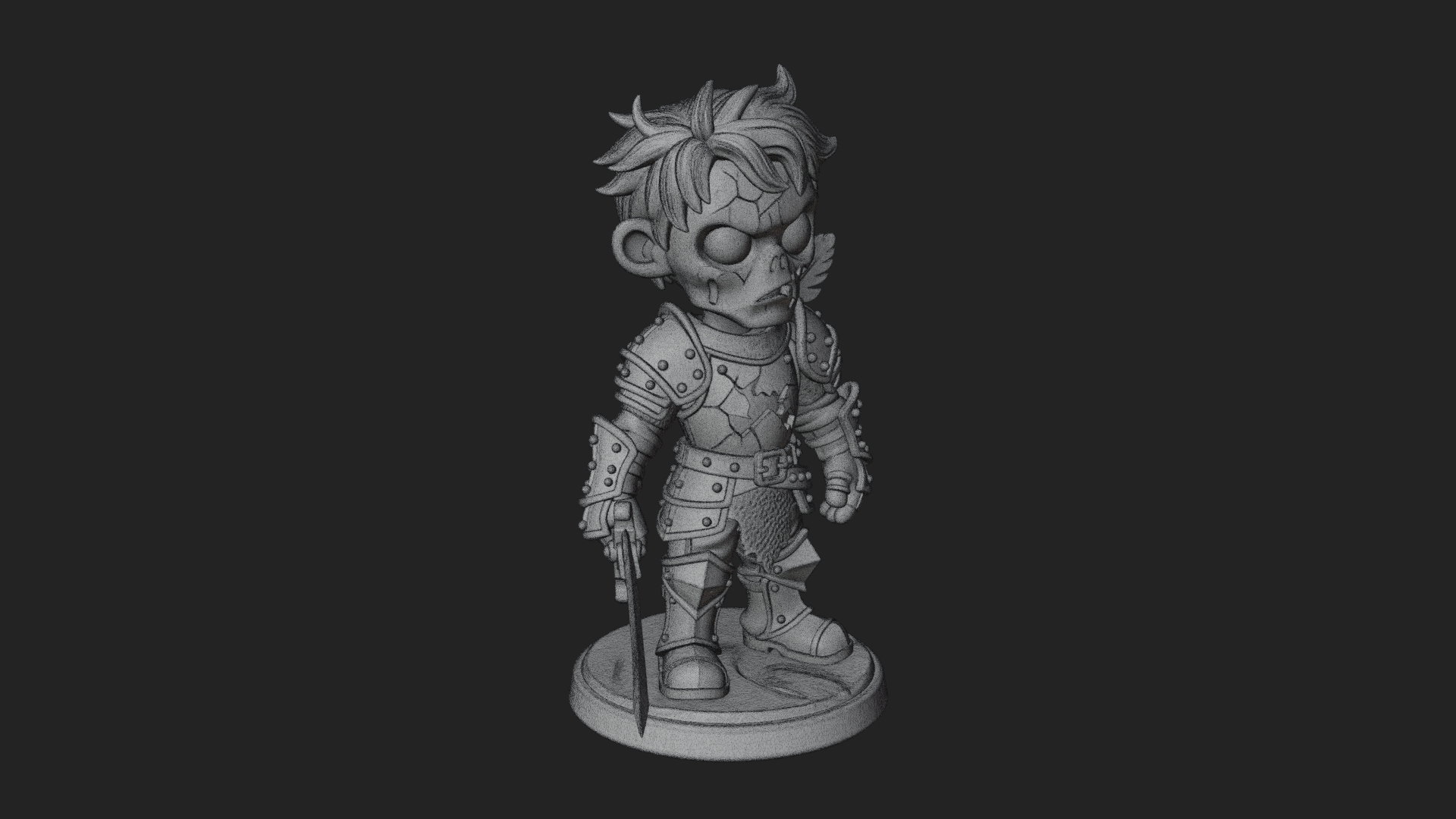 Cartoon Zombie Boy Statue Design 5 3D Print Model 3D Model