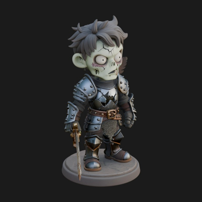 Cartoon Zombie Boy Statue Design 5 3D Print Model