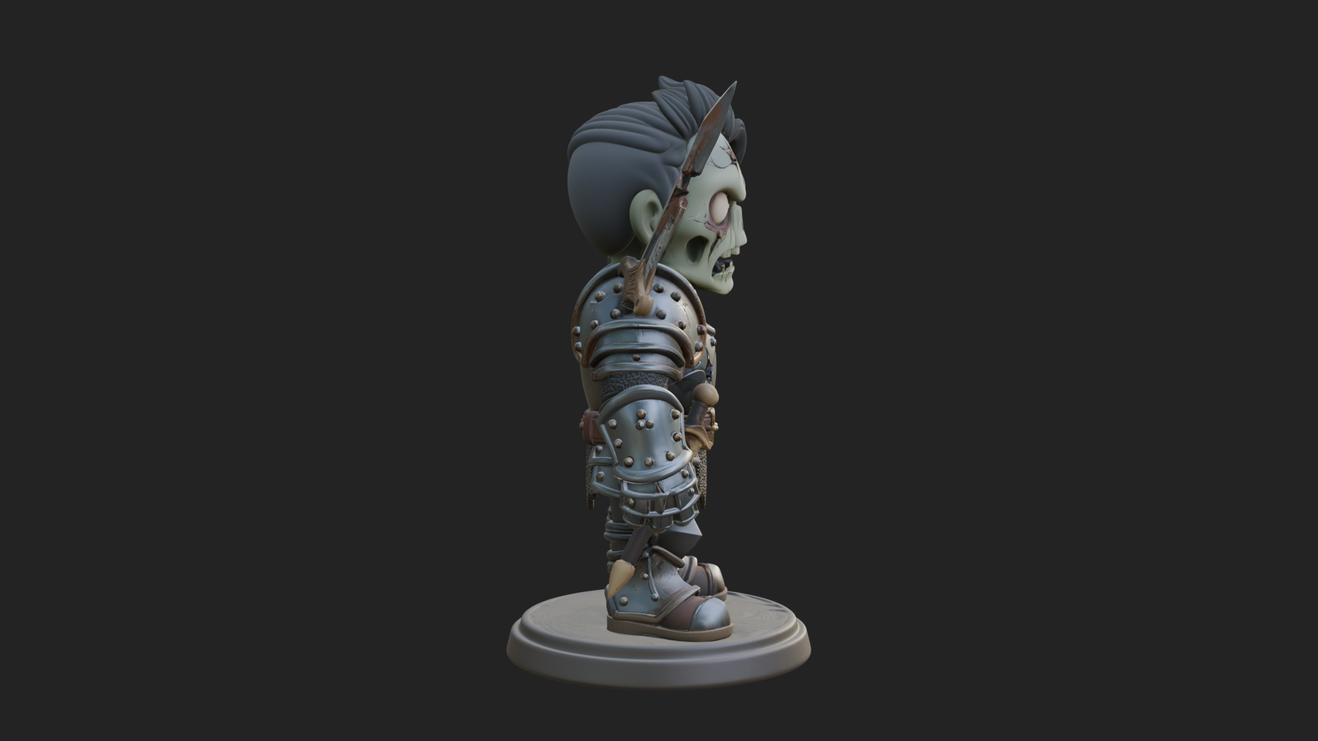 Cartoon Zombie Boy Statue Design 6 3D Print Model 3D Model