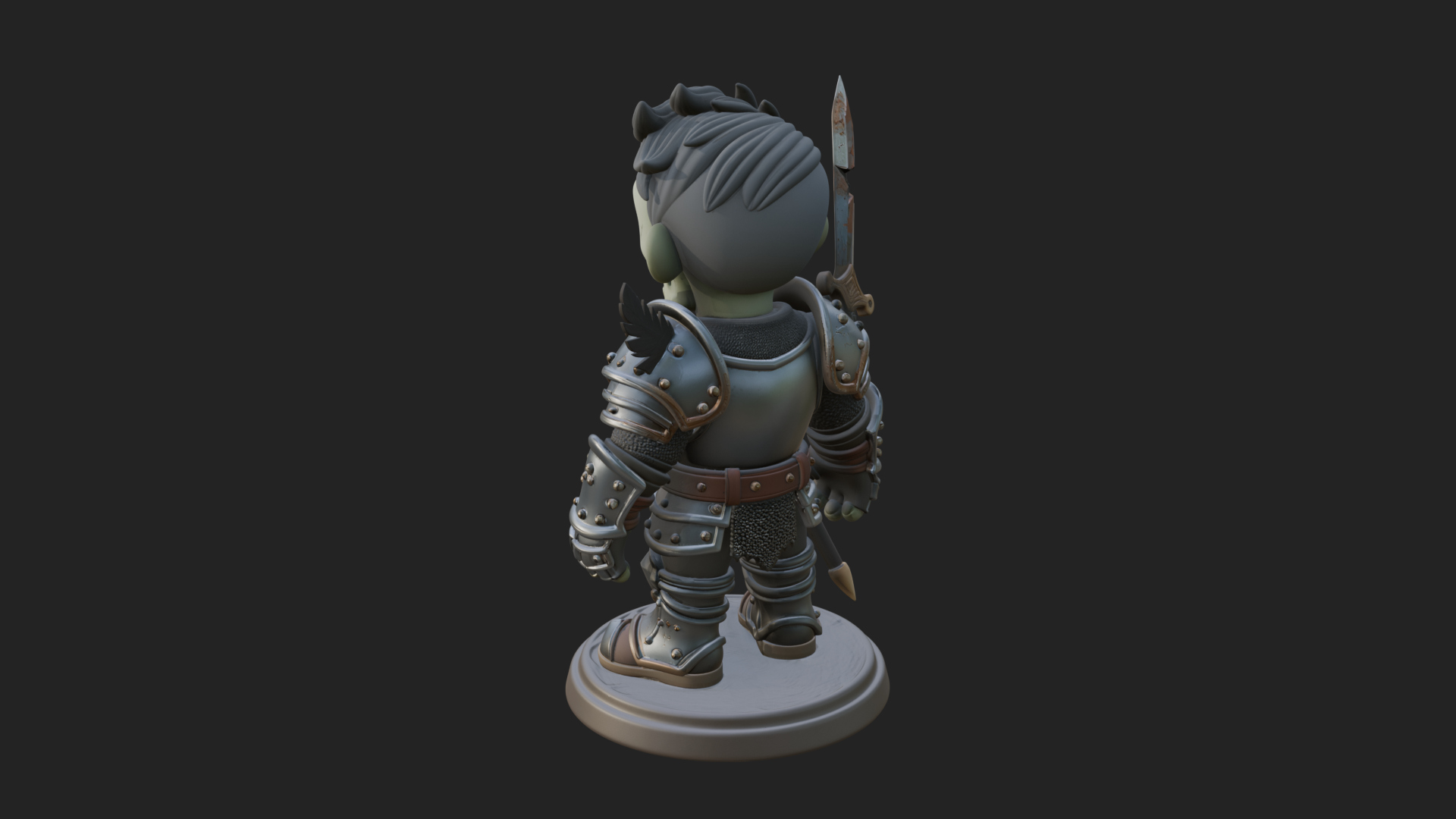 Cartoon Zombie Boy Statue Design 6 3D Print Model 3D Model