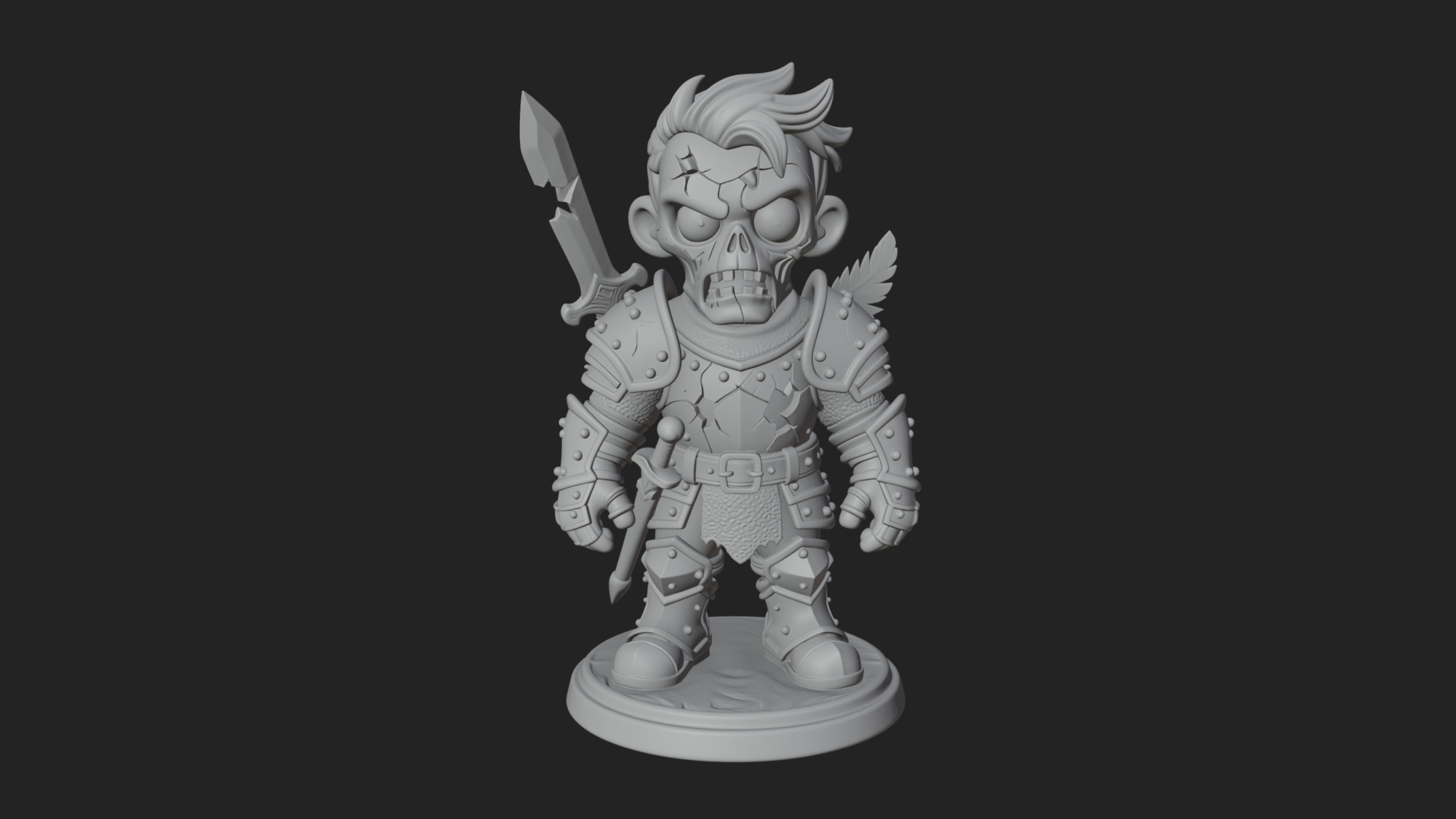 Cartoon Zombie Boy Statue Design 6 3D Print Model 3D Model