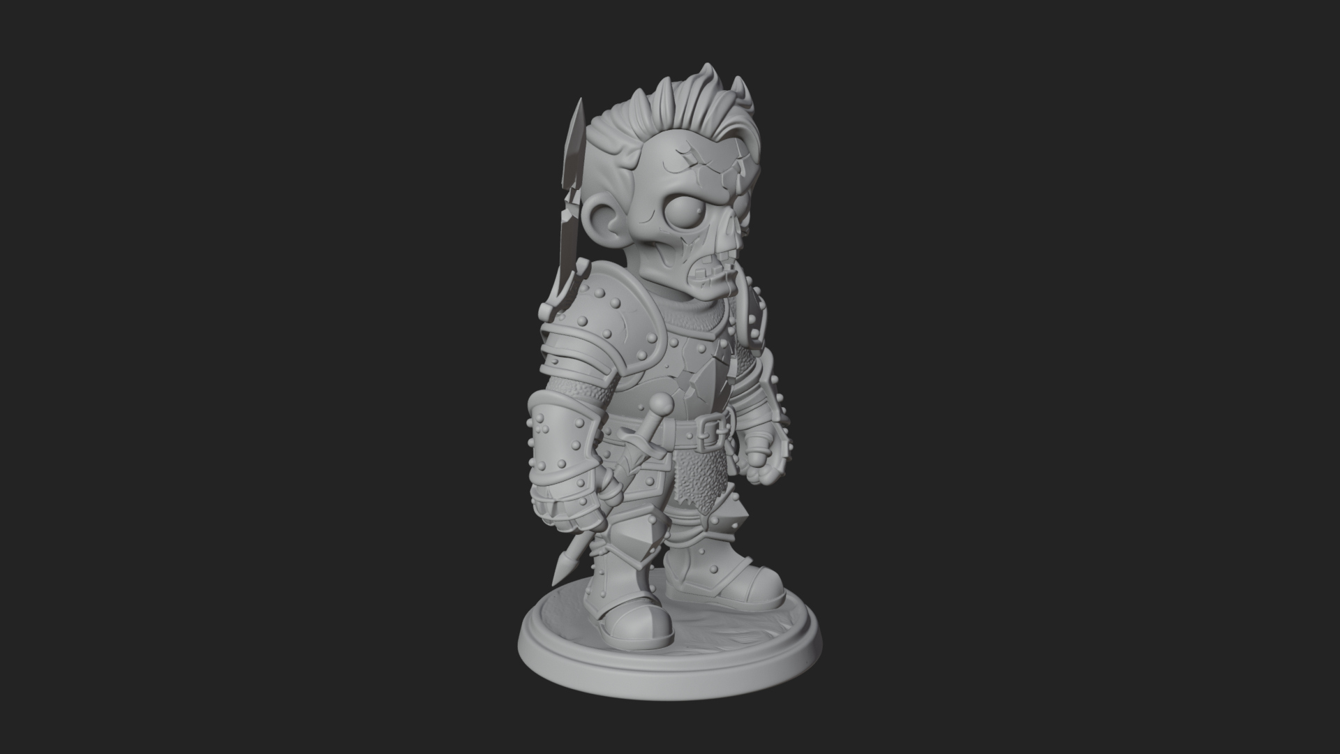 Cartoon Zombie Boy Statue Design 6 3D Print Model 3D Model