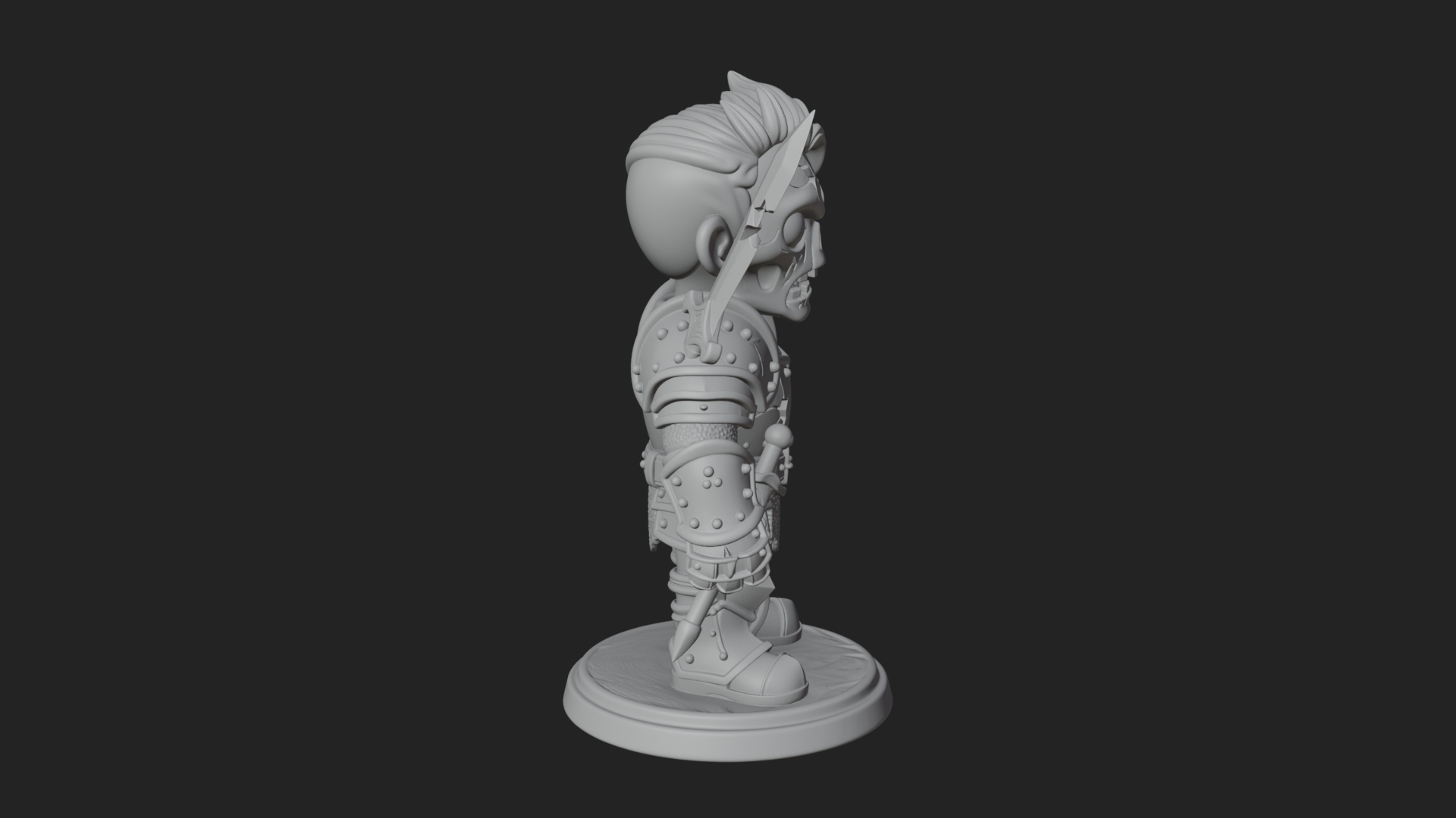 Cartoon Zombie Boy Statue Design 6 3D Print Model 3D Model