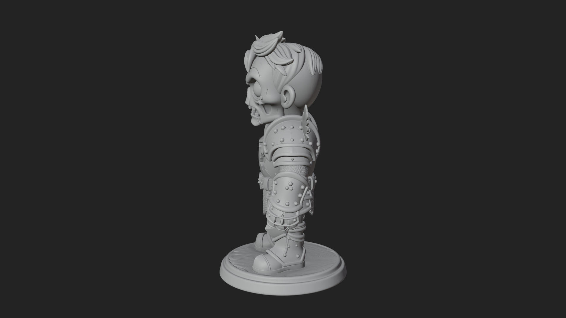 Cartoon Zombie Boy Statue Design 6 3D Print Model 3D Model
