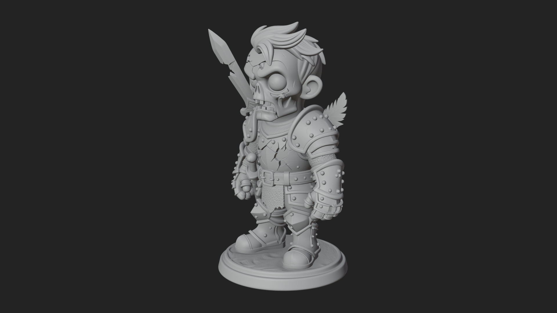Cartoon Zombie Boy Statue Design 6 3D Print Model 3D Model