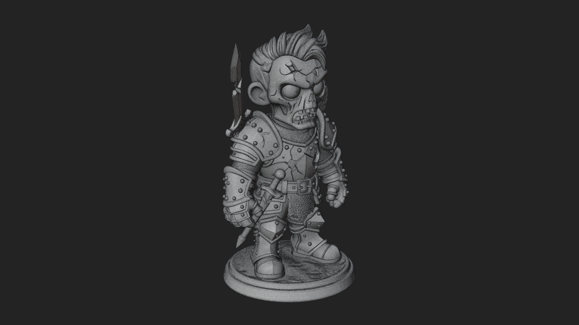 Cartoon Zombie Boy Statue Design 6 3D Print Model 3D Model