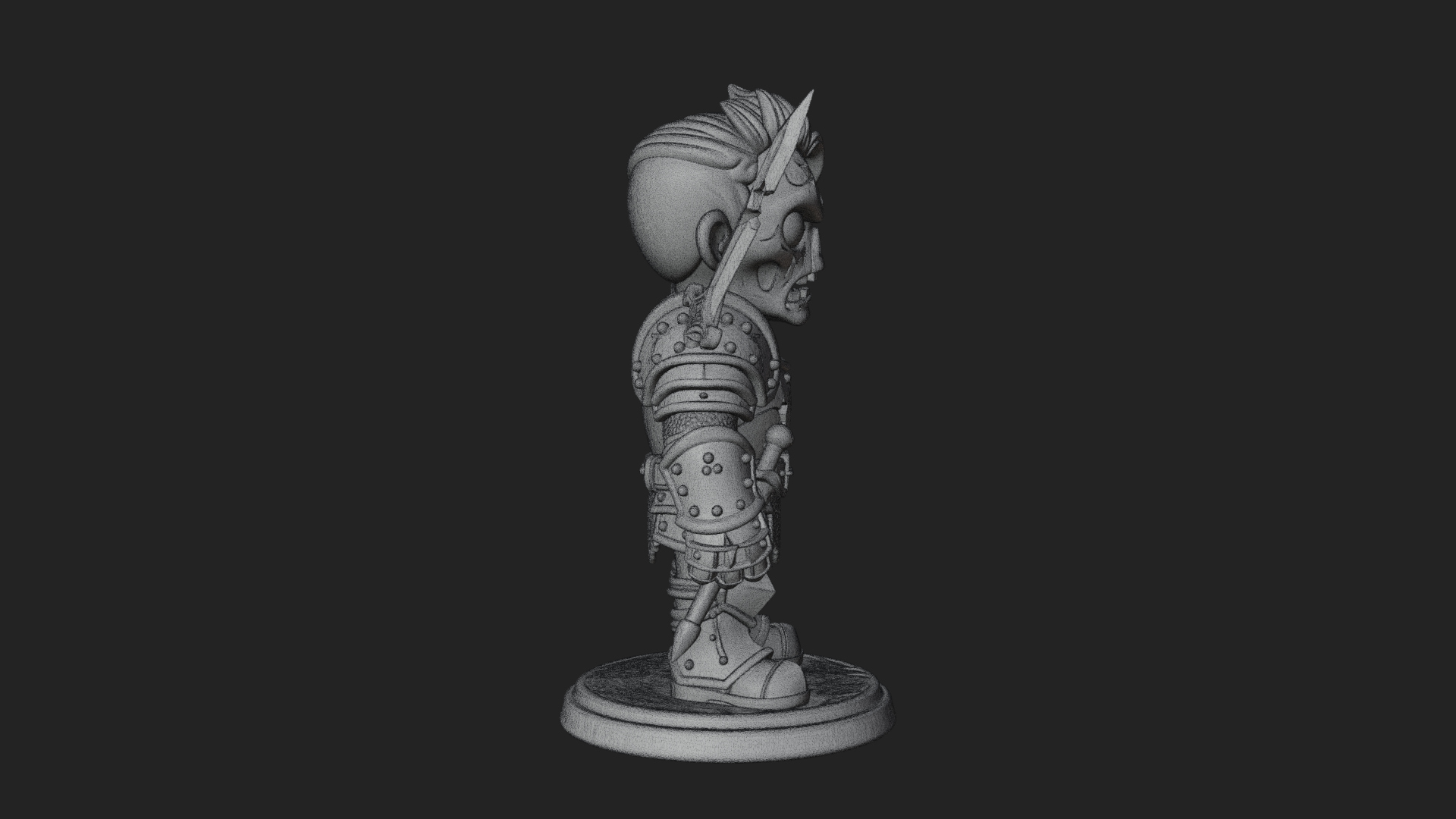 Cartoon Zombie Boy Statue Design 6 3D Print Model 3D Model