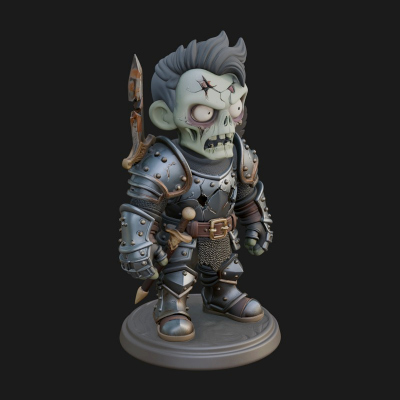 Cartoon Zombie Boy Statue Design 6 3D Print Model