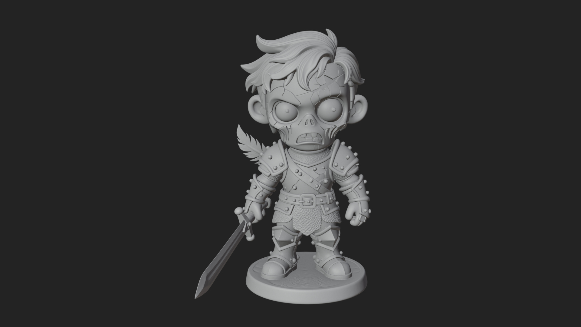 Cartoon Zombie Boy Statue Design 7 3D Print Model 3D Model