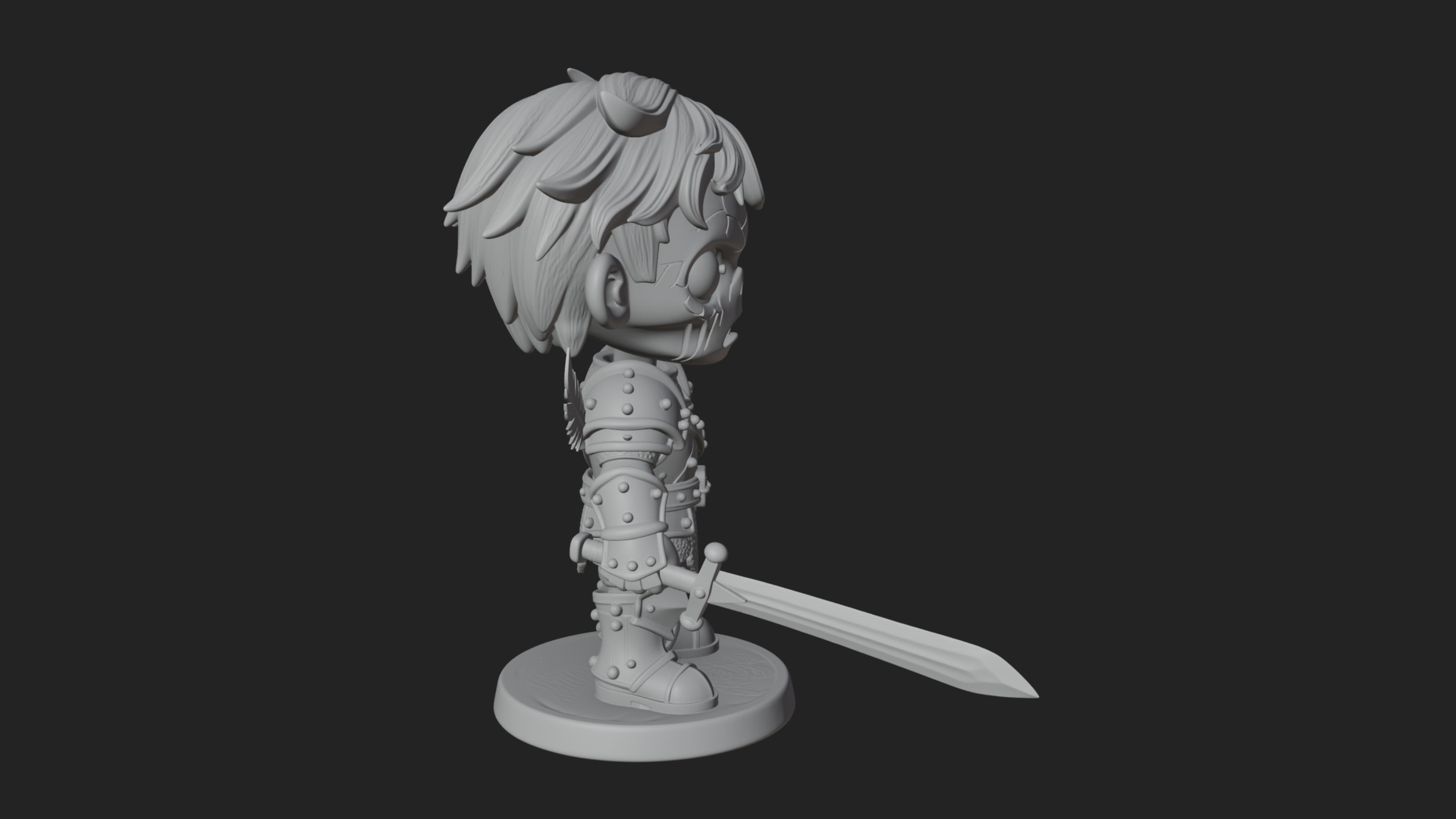 Cartoon Zombie Boy Statue Design 7 3D Print Model 3D Model