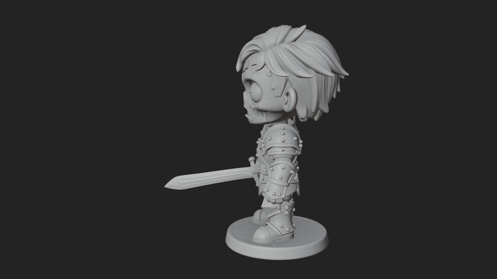 Cartoon Zombie Boy Statue Design 7 3D Print Model 3D Model