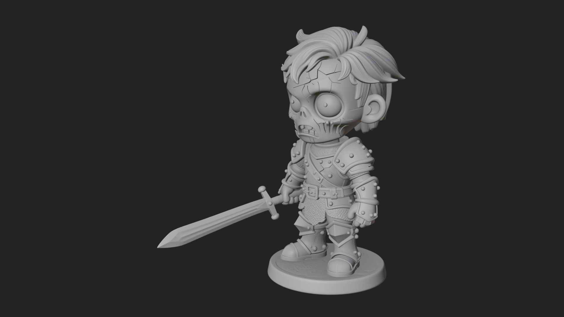 Cartoon Zombie Boy Statue Design 7 3D Print Model 3D Model