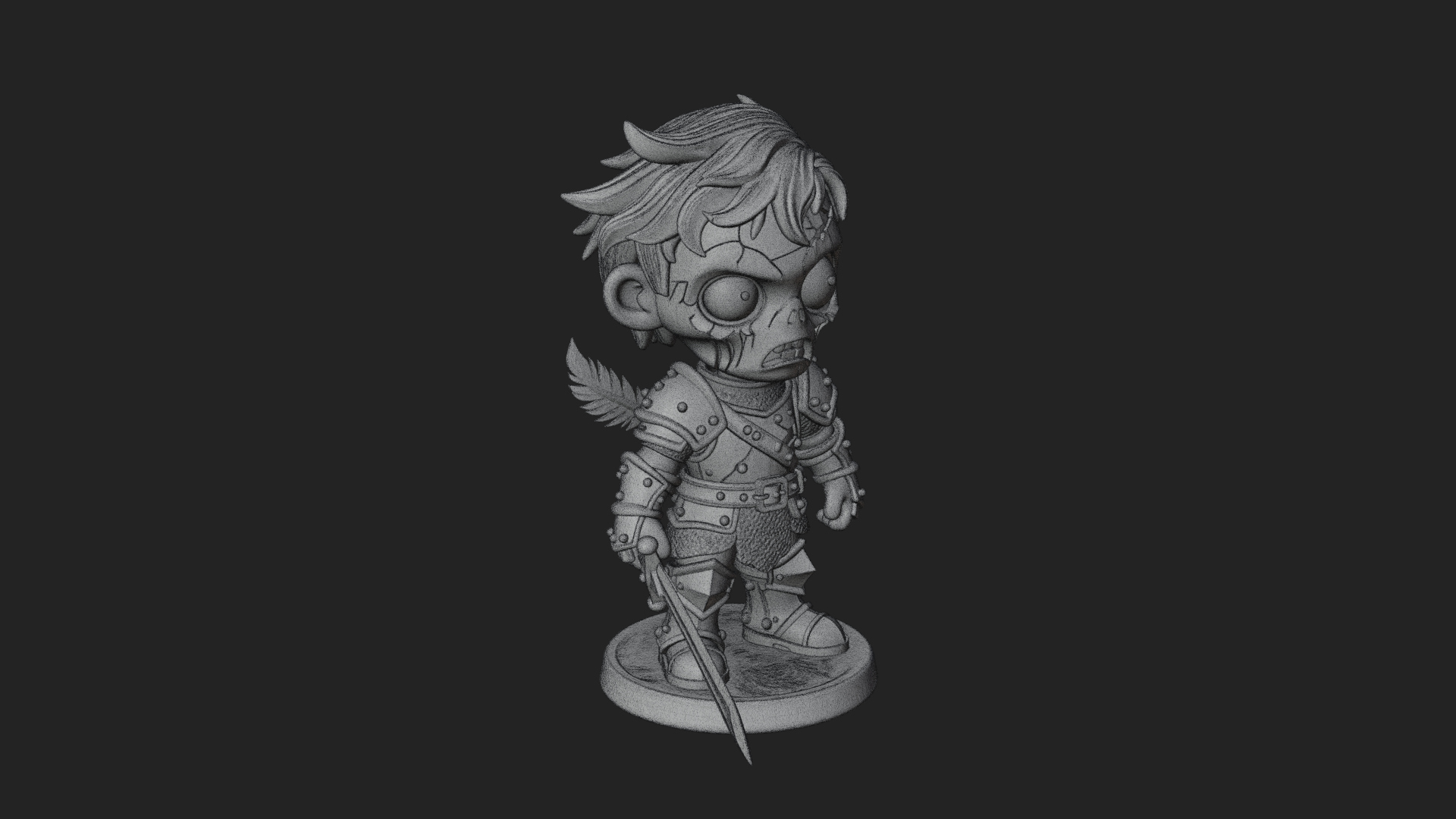 Cartoon Zombie Boy Statue Design 7 3D Print Model 3D Model