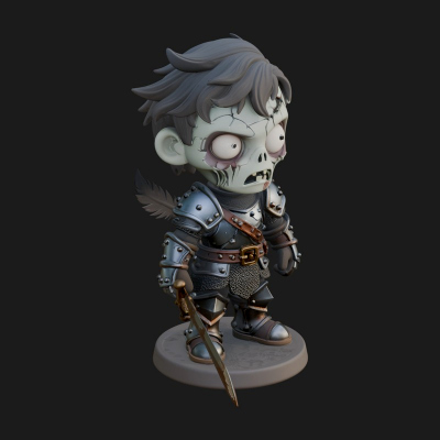 Cartoon Zombie Boy Statue Design 7 3D Print Model