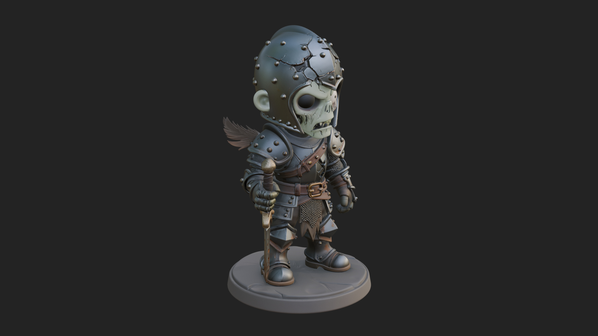 Cartoon Zombie Boy Statue Design 8 3D Print Model 3D Model