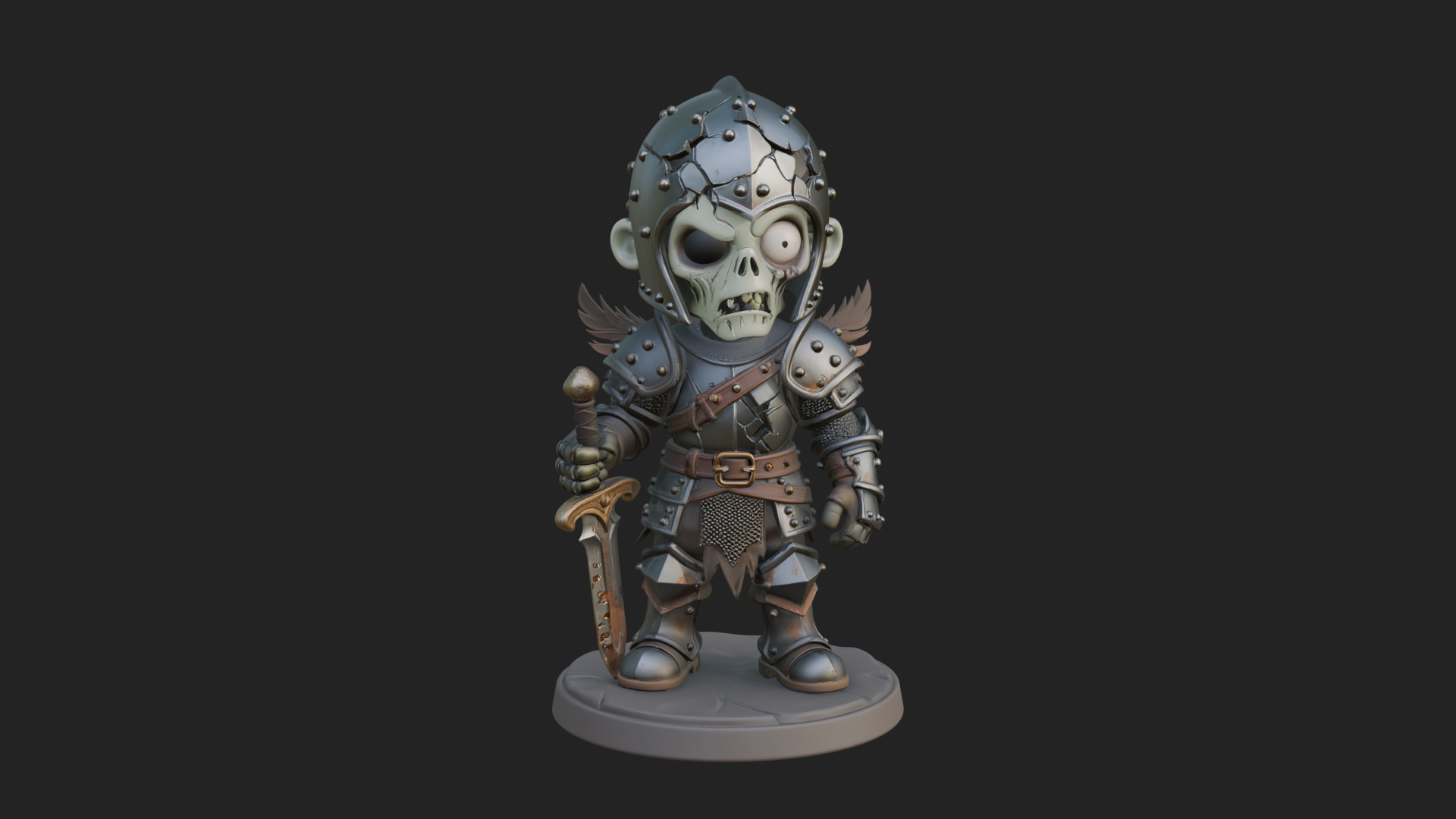 Cartoon Zombie Boy Statue Design 8 3D Print Model 3D Model