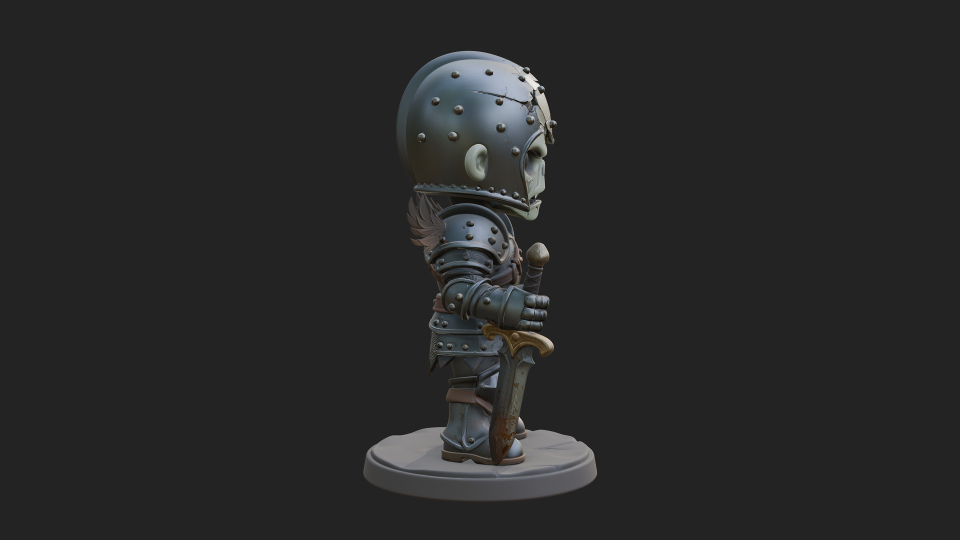 Cartoon Zombie Boy Statue Design 8 3D Print Model 3D Model