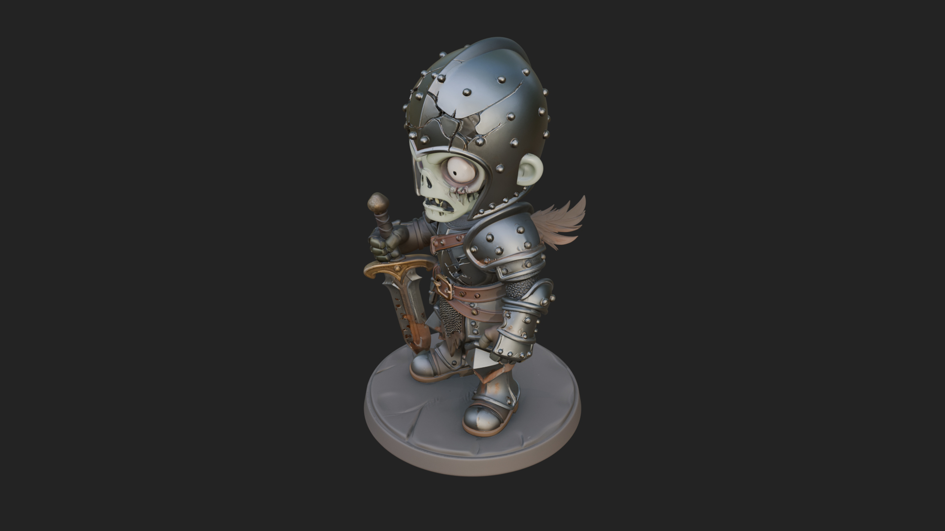 Cartoon Zombie Boy Statue Design 8 3D Print Model 3D Model