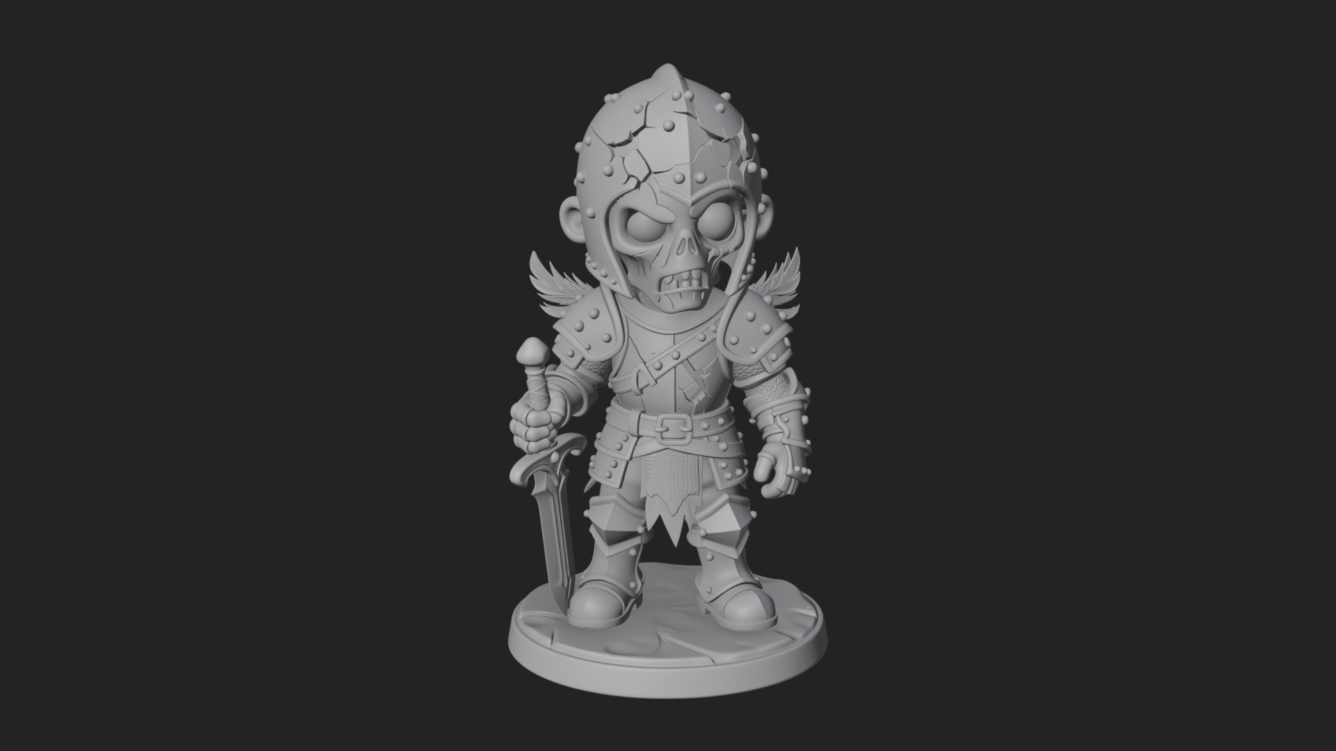 Cartoon Zombie Boy Statue Design 8 3D Print Model 3D Model