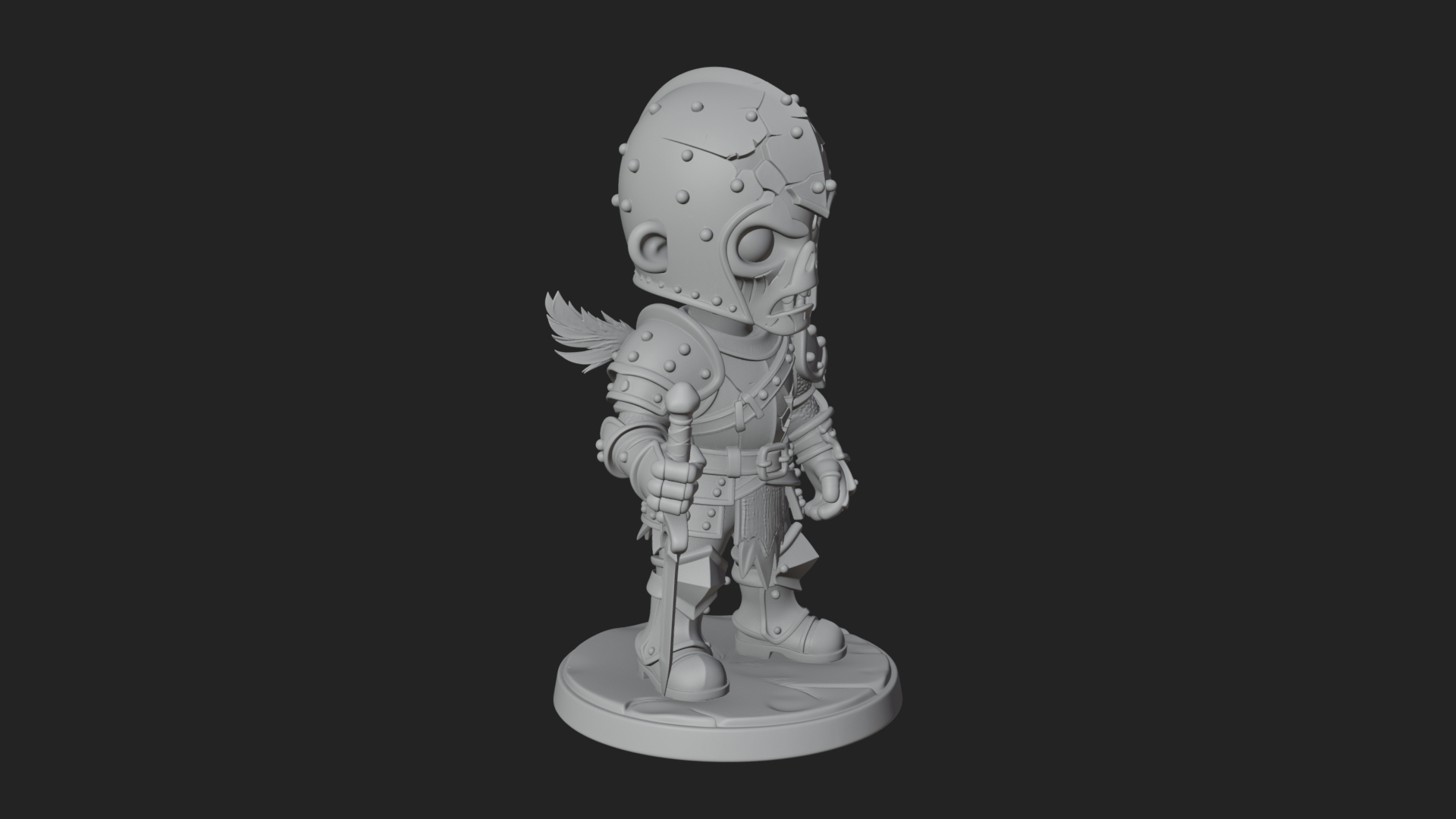 Cartoon Zombie Boy Statue Design 8 3D Print Model 3D Model